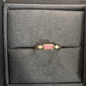 David Yurman 18K gold Cable Collections ring with pink tourmaline and diamonds